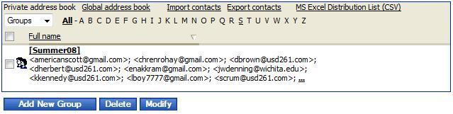 15 WebMail Documentation Groups The User can sort their Contacts into their Groups and then use these Groups in the To:,