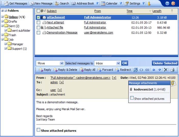 3 WebMail Documentation Get Message After logging into WebMail, the Read Message dialog will be shown. It is a default page which is shown after logging on.