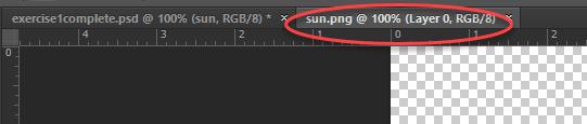 5. From the Top Menu bar choose Layer > New > Layer Name the new layer sun. In the Layer Manager Pane, move this layer so that it is ABOVE the ball.png layer 6. Click on the tab to see the sun.