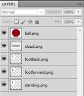 6. Then select all the files in the images folder by left clicking on ball.png, then, while holding down the Shift key left click on standing.png. All the images EXCEPT FOR sun.