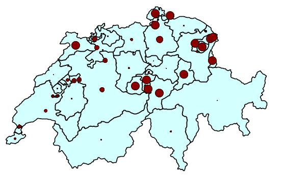 Figure 4: Example of a proportional symbol map Proportional Symbol Maps are maps that show symbols, in specific locations, with a size that varies proportionally to the attribute that is intended to