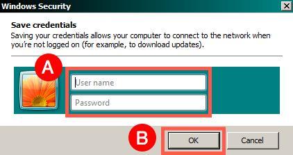 Enter your UUID (first part of your email address) and password. B) Click OK.