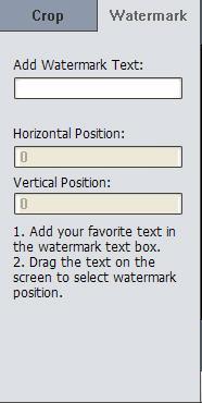 : Type in your desired watermark in the "Add Text Watermark" box. Show watermark text and position.