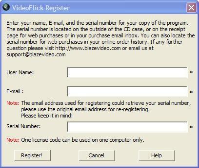 Serial Number: Enter the registration code here.