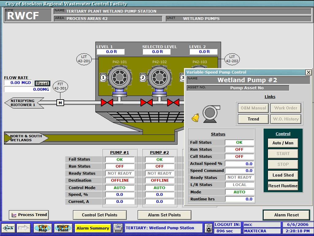 6.6 Variable Speed Pump Clicking the status box for a wetland pump opens the variable speed pump pop up.