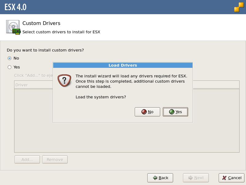 6. Load Drivers. Click Yes. 10. Network Configuration.