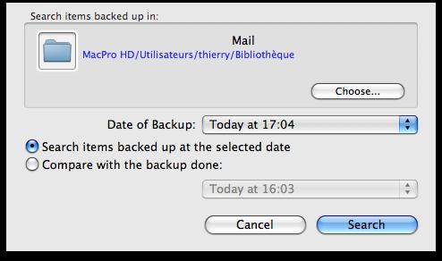Other Features List of items backed up Back-In-Time can search and view all the files that were saved in a special Time Machine backup.