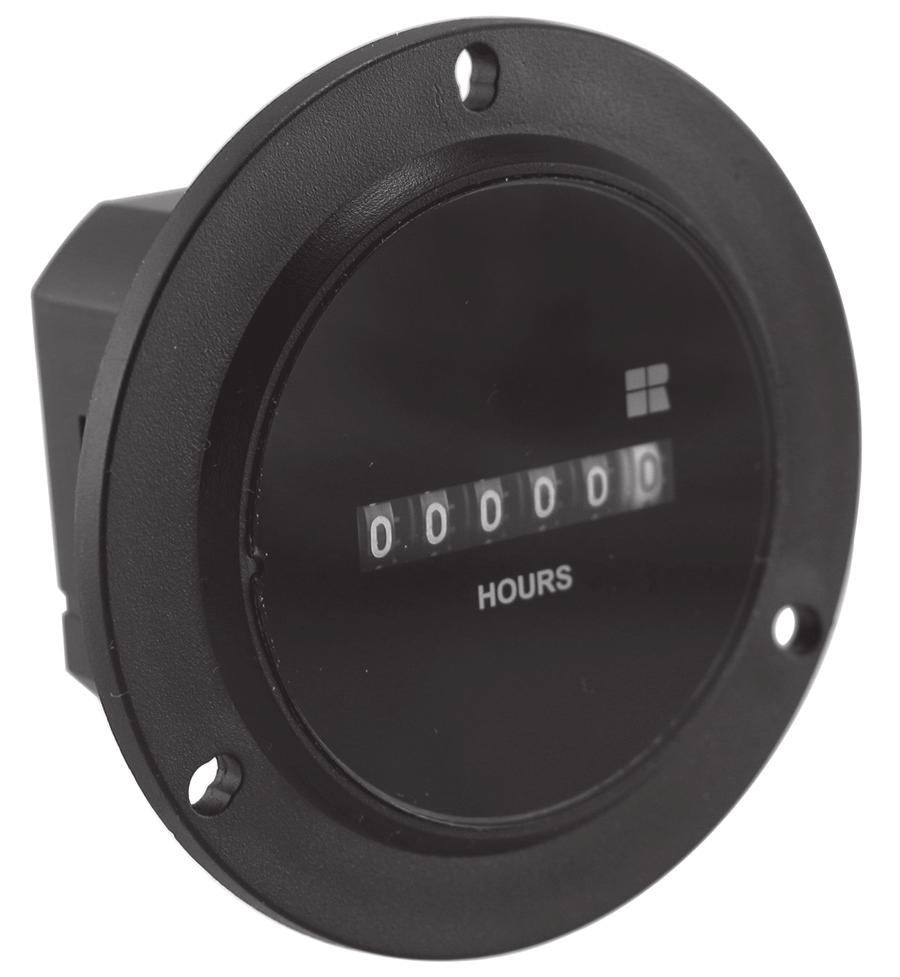 9 Hours - white on black Tenths - red on white Non-reset Voltage: 90-240VAC (± 10%) Frequency: 50/60Hz Less than 0.6 watts Clip or mounting holes Termination: ¼ [6.