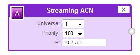 Limitation: Same PLink port# cannot be re-used within the same profile Art-Net Stream: "Send IP address": is the destination address used when the stream is sending data only.