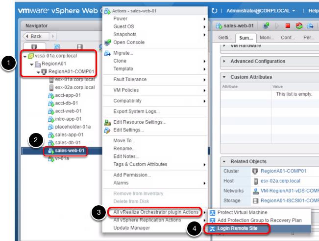 Remote Site Authentication In some cases, Site Recovery Manger and vcenter Replication vrealize Orchestrator workflows need to authenticate with the remote site to gain access or permission to make a