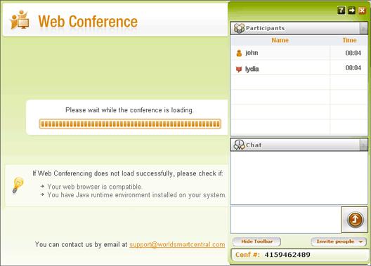 Note: The Web Conferencing interface you see is not actually embedded in the browser window.