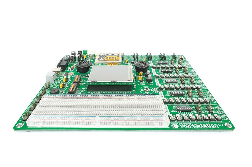 mikromedia workstation for PIC8FJ, dspic33, PIC4 and PIC3 v7 USER'S GUIDE 6 mikromedia boards supported PIC8FJ,dsPIC33 /PIC4 and PIC3 Many on-board modules