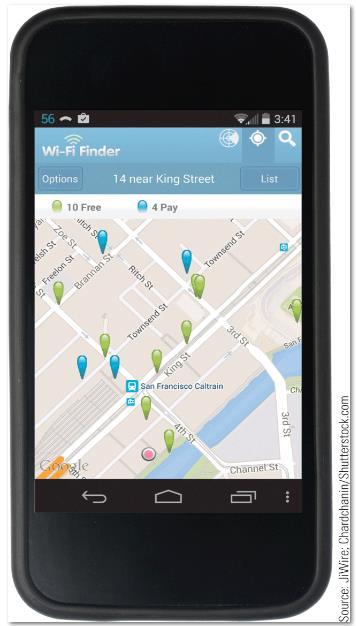 location without authorization Wi-Fi finders can be used to find free and fee-based hotspots permitted in a