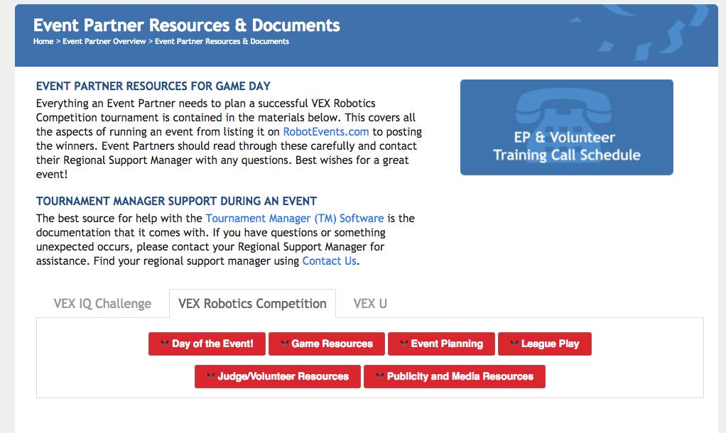Some Important Links These links are some important documents from the Event Partner Resources & Documents page on RoboticsEducation.