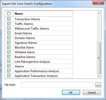 : Exports view settings to a file. : Moves the selected view up. : Moves the selected view down.
