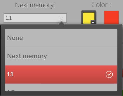 In the next memory area, press the word none in order to open the memories