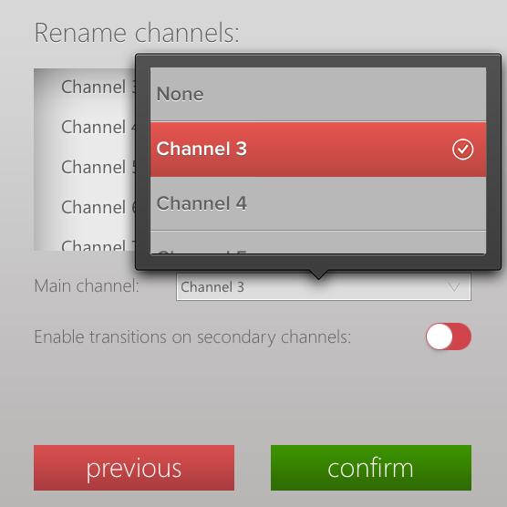 device. The following screen allows to name each channel.