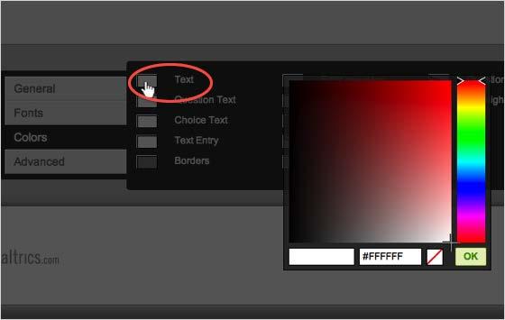 Select a color by clicking on the color chart 6. Click Ok.