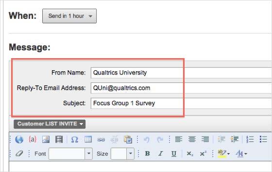9. In the Message section, enter a From Name, Reply-To Email Address, and Subject for your email. 10.