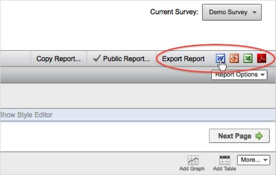3. Click Create a New Report Add a graph 1. Open the report and click on the question for which you would like to create a graph. 2. Click the Add Graph button 3.