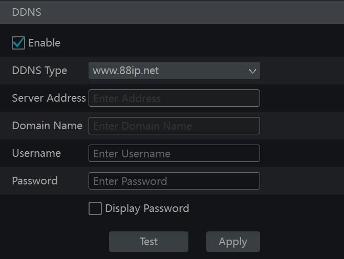 61 DDNS Configuration The DDNS is used to control the dynamic IP address through a host domain name. Click Start"Settings"Network"DDNS to go to the screen as shown below.