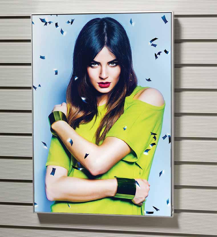 WALL DISPLAY Single sided display, lightweight construction with a variety of wall fixings to suit all wall types, enabling high quality graphics or promotions to be