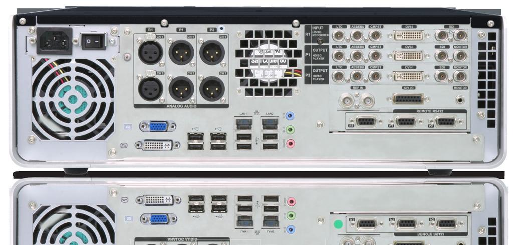 EXTENSIVE REAR PANEL CONNECTIVITY LTC Composite Monitor Out Analog Audio / 2 Ch x 3 AES/EBU DVI-I HD/SD-SDI External OS monitor (VGA & DVI-I) USB 2.