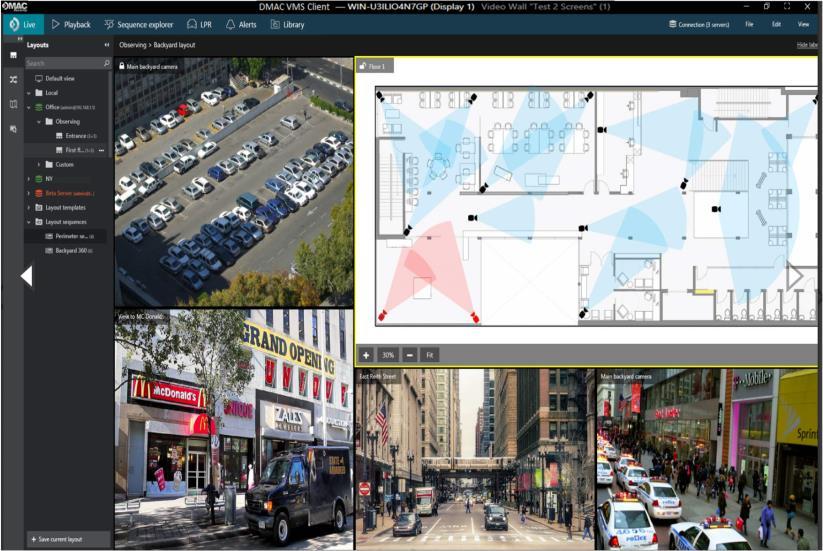 DMAP Map-based monitoring Display image-based maps Add the list of cameras from VMS Easy placement