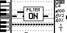 Filter In stepmode NOTE and stepmode CC MESSAGES, press 2ND + STEP to activate the filter, in order to scroll only through programmed notes or CC messages.