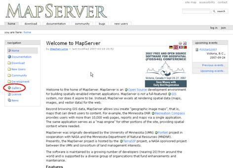 An (incomplete) List of Open Source Geospatial Software MapServer http://mapserver.umn.gis.