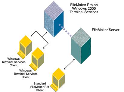 Chapter 2 Using FileMaker Pro 5.5 with Windows 2000 Terminal Services Installing FileMaker Pro 5.5 on a Terminal Services server Note This installation requires FileMaker Pro 5.