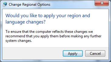 8. Windows will ask you if you would like to apply your region and