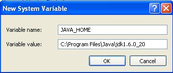 Note: If you are using a 64-bit OS use 'C:\Program Files (x86)\java\jdk1.6.0_20' instead. You might want to check the folder already exists on your system. 11.