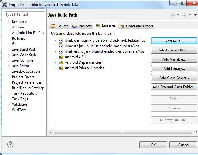 Student Exercises d. Add each of the JARs from the libs folder. When complete, the Java Build Path dialog box includes the three JARs on the build path. 5. e. Click OK.