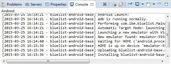 In the Eclipse console, you see that the Android application