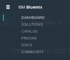 V10.1 Student Exercises EXempty 3. Examine the dashboard. From the IBM Bluemix menu, click Dashboard.