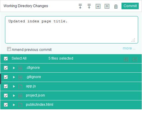 V10.1 Student Exercises EXempty Part 5: Commit your changes to the Git repository Commit the source code, configuration files, and other artifacts to the Git repository in your IBM Bluemix DevOps