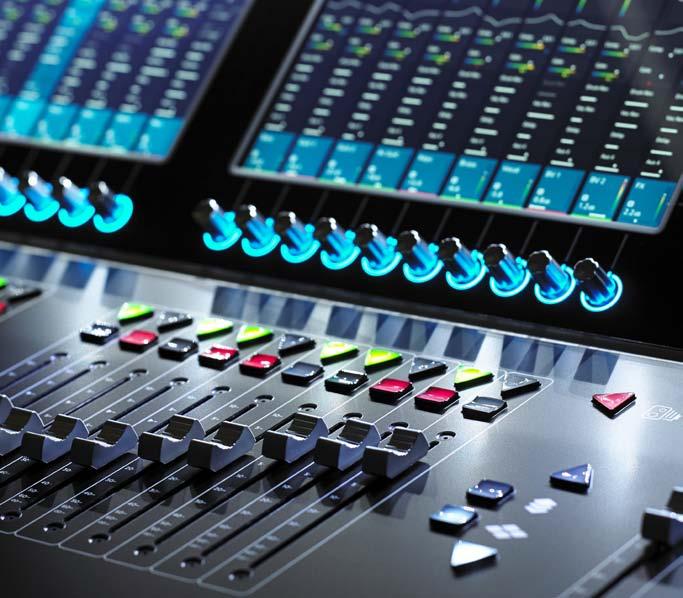 The compact dual screen design of S21 provides 10 channel strips per screen allowing the operator instant feedback and control on 20 simultaneous channels.