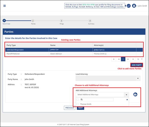 5. Click on Filings button for navigating to Filing screen.