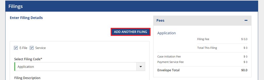 d.) Select Payment Account and Party Responsible for fees in payments section on right side.