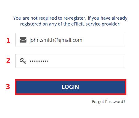 Login Enter the email address and password registered in Odyssey efileil EFM,