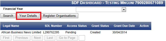 4.2 Edit SDF Details The section below outlines the process for editing the SDF s details 1 On the Dashboard, click on