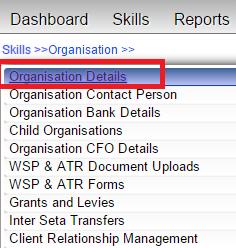 Confirm Organisation Details SDF need to confirm organisation details before creating the forms 1 Click on Organisation details 2 Click on