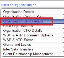 Banking Details The section below outlines the process for filling Banking Details 1 Click on Banking details from Organisation tab Banking details screen will open