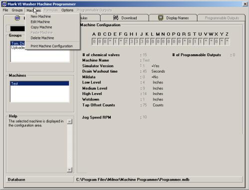 Milnor Machine Programmer Features 1) Under the Machines Tab, you can select Groups.