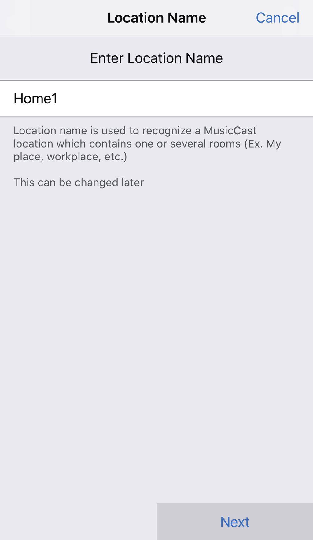 6 To register the unit as a MusicCast-enabled device, configure the following items. Location name ( home, John s house, etc.