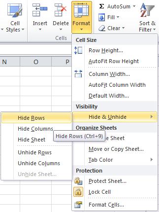 Section 2: Customisation and Printing 5. HIDE/UNHIDE ROWS AND/OR COLUMNS It may be necessary to hide information in rows or columns, for example when information is being used for a validation list.