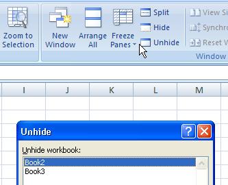 This also hides the workbook so that it is not showing on the taskbar at the bottom of the screen. To use this feature click on the View tab and in the Window group click on the Hide command.