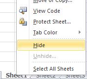 HIDING WORKSHEETS In a similar way to hiding workbooks, worksheets can also be hidden.