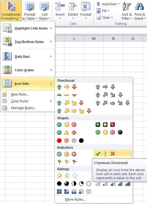 ICON SETS Icon Sets are a set of symbols used to help the reader understand the data through a visual key similar to conditional formatting.